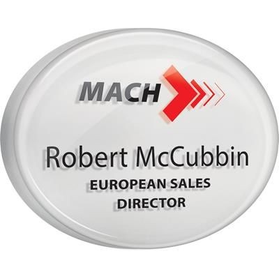 DOMED ACRYLIC PERSONALISED NAME BADGE in White