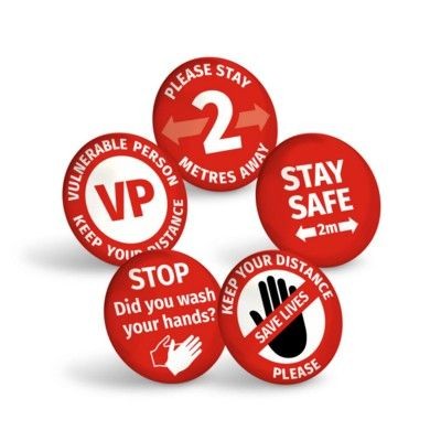 STAY SAFE RED BUTTON BADGE