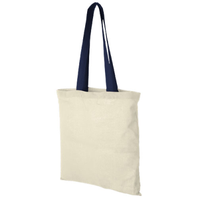 NEVADA 100 G & M² COTTON TOTE BAG COLOUR HANDLES 7L in Natural & Navy