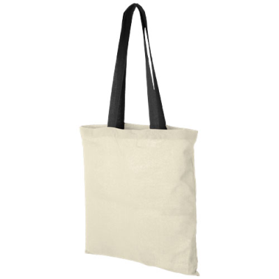NEVADA 100 G & M² COTTON TOTE BAG COLOUR HANDLES 7L in Natural & Solid Black