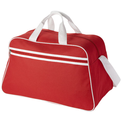 SAN JOSE 2-STRIPE SPORTS DUFFLE BAG 30L in Red & White