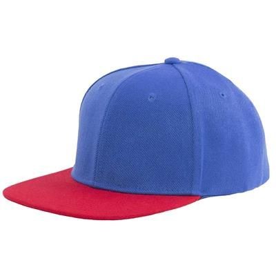 100% ACRYLIC SNAPBACK BASEBALL CAP in Royal Blue & Red