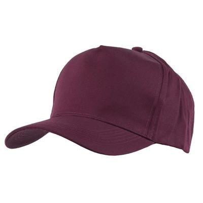 FULLY COVERED 5 PANEL BASEBALL CAP in Maroon