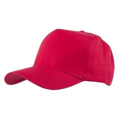 FULLY COVERED 5 PANEL BASEBALL CAP in Red