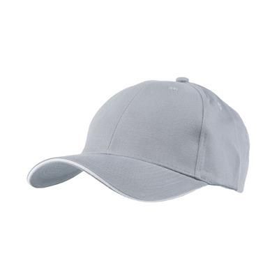 FULLY COVERED 6 PANEL BASEBALL CAP in Grey & White