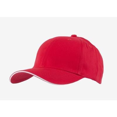 FULLY COVERED 6 PANEL BASEBALL CAP in Red & White