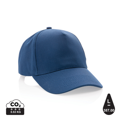 IMPACT 5 PANEL 280GR RECYCLED COTTON CAP with Aware™ Tracer in Navy