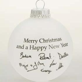 FROSTED GLASS PROMOTIONAL SIGNATURE BAUBLE