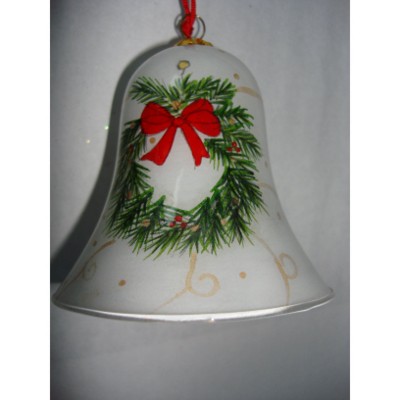 HAND PAINTED BELL SHAPE GLASS BAUBLE
