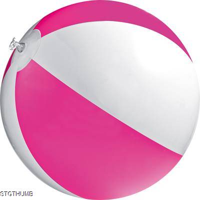 CLASSIC INFLATABLE BEACH BALL with White & Pink Panels