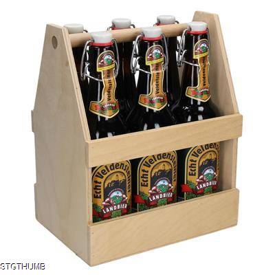 BEER BOTTLE CRATE SIX PACK in Natural