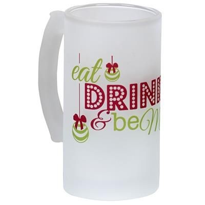 GLASS BEER STEIN 16OZ FROSTED