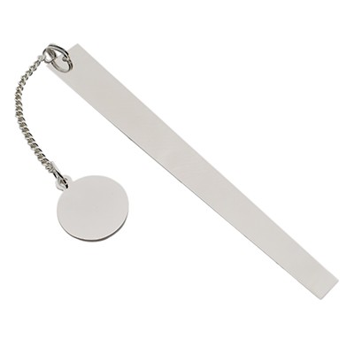 SILVER PLATED METAL BOOKMARK with Tag