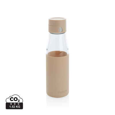 UKIYO GLASS HYDRATION TRACKING BOTTLE with Sleeve in Brown