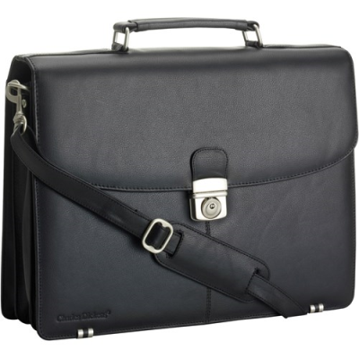 CHARLES DICKENS® LEATHER BRIEFCASE in Black