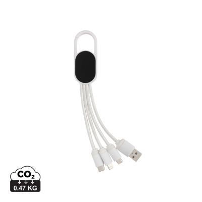 4-IN-1 CABLE with Carabiner Clip in White