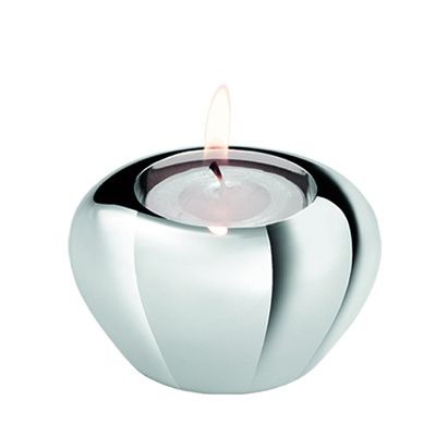APPLE METAL TEA LIGHT CANDLE HOLDER in Silver