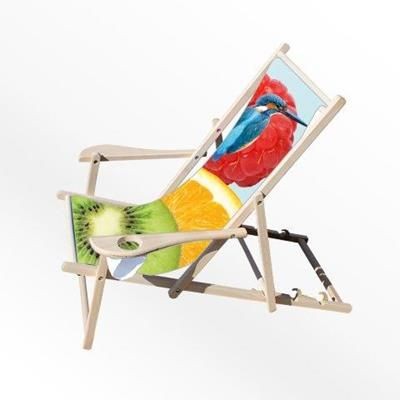CUSTOM PRINTED DECK CHAIR with Arms & Cup Holders