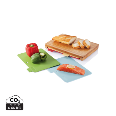 CUTTING BOARD with 4Pcs Hygienic Boards in Brown