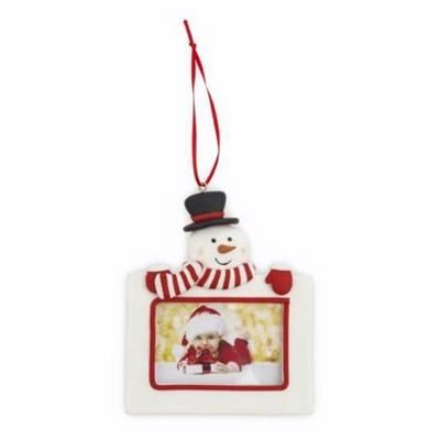 SNOWMAN CHRISTMAS DECORATION with Red Satin Ribbon Loop