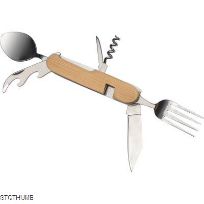 BAMBOO CAMPING CUTLERY in Beige