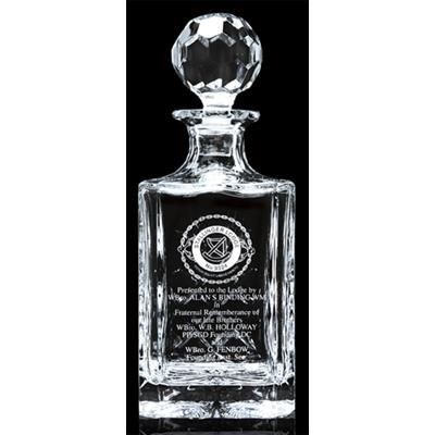 CUT SQUARE CRYSTAL DECANTER with Panel for Engraving