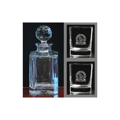 CUT SQUARE CRYSTAL GLASS DECANTER & GLASS SET