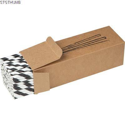 SET OF 100 DRINK STRAWS MADE OF PAPER in Black & White
