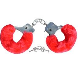 FURRY FLUFFY HAND CUFFS in Red