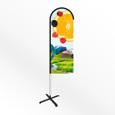 MEDIUM BOW FEATHER FLAG BANNER with Cross Base