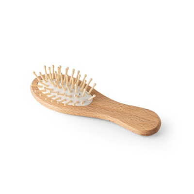 DERN WOOD HAIRBRUSH with Round Bamboo Bristles in Natural