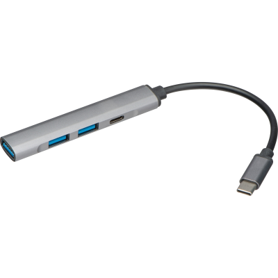 USB HUB MADE FROM RECYCLED ALUMINIUM in Silvergrey
