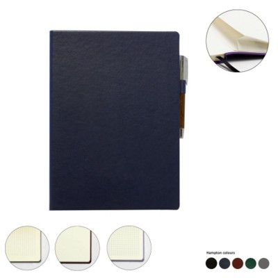 A4 LEATHER CASEBOUND POCKET NOTE BOOK