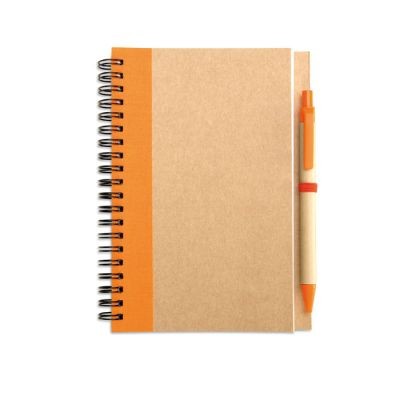 B6 RECYCLED NOTE BOOK with Pen in Orange