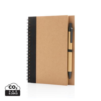 KRAFT SPIRAL NOTE BOOK with Pen in Black