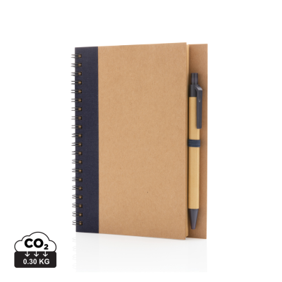 KRAFT SPIRAL NOTE BOOK with Pen in Blue