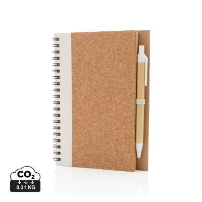 KRAFT SPIRAL NOTE BOOK with Pen in White