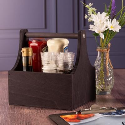 WOOD CONDIMENT ORGANIZER with Handle