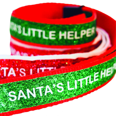 20MM PRE-PRINTED CHRISTMAS GLITTER LANYARD in Red & Green (Uk Stock)