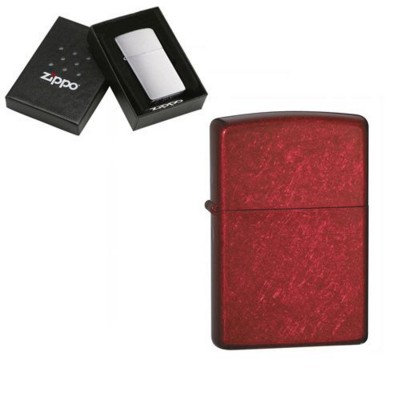 GENUINE ZIPPO LIGHTER in Candy Apple Red Finish