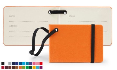 NOTE BOOK STYLE LUGGAGE TAG with Elastic Retainer in Belluno PU Leather