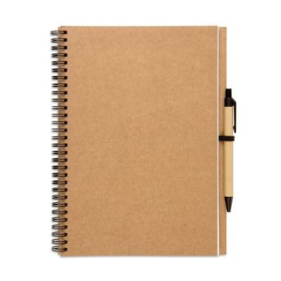 RECYCLED NOTE BOOK with Pen in Brown