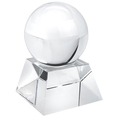 BALL AND BASE PAPERWEIGHT in White Glass