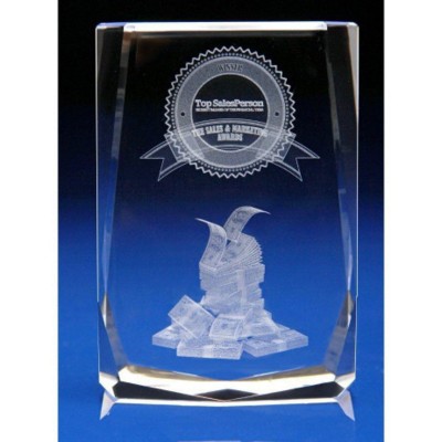 CRYSTAL GLASS RETAIL PAPERWEIGHT OR AWARD