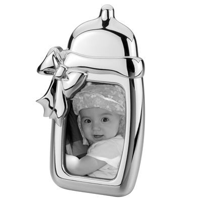 BABY BOTTLE METAL PHOTO FRAME in Silver