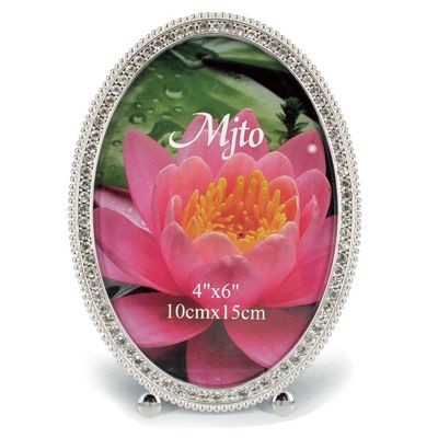 METAL OVAL PHOTO FRAME with Crystals