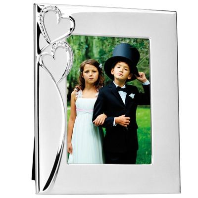 METAL PHOTO FRAME in Silver with Hearts