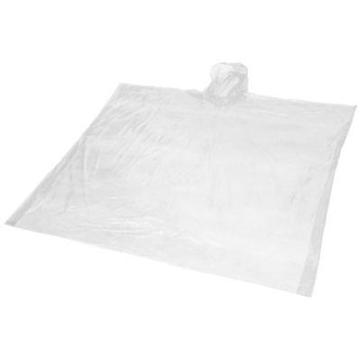 MAYAN RECYCLED PLASTIC DISPOSABLE RAIN PONCHO with Storage Pouch in White