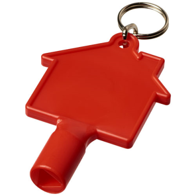 MAXIMILIAN HOUSE-SHAPED UTILITY KEY with Keyring Chain in Red