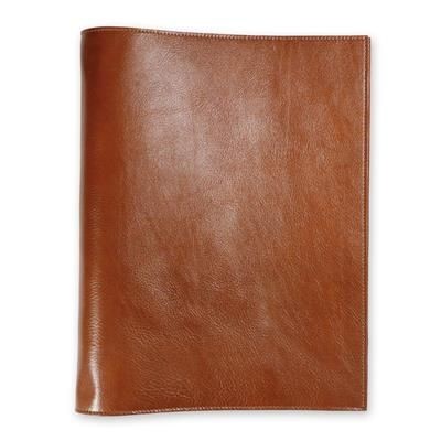 ECO VERDE GENUINE LEATHER NON-ZIPPED A5 RING BINDER in Tan
